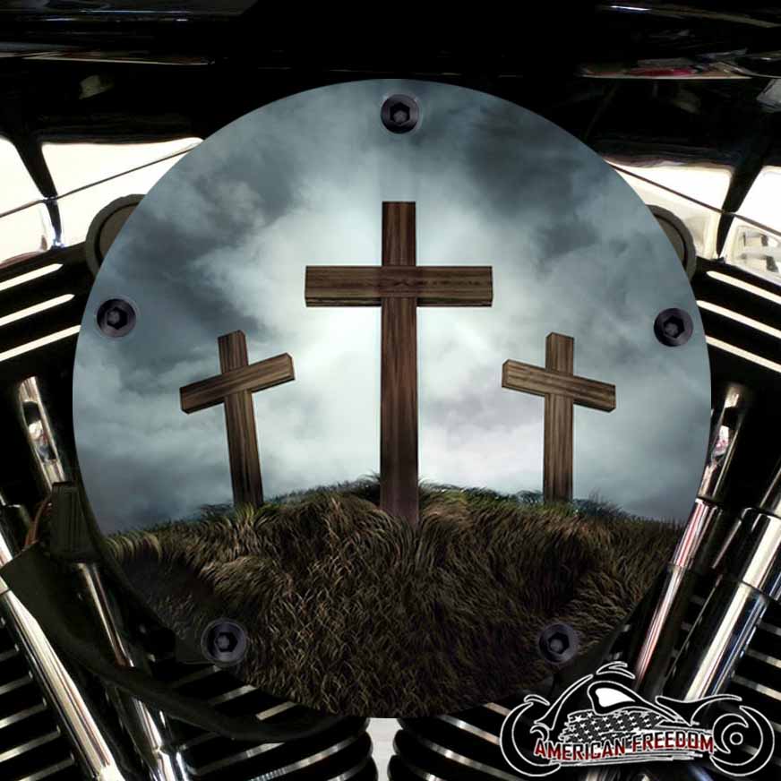 Harley Davidson High Flow Air Cleaner Cover - 3 Crosses Gray
